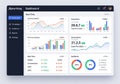 Advertising analytics dashboard with data visualizations. Left Royalty Free Stock Photo
