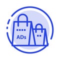 Advertising, Bag, Purse, Shopping Ad, Shopping Blue Dotted Line Line Icon