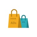 Advertising, Bag, Purse, Shopping Ad, Shopping Flat Color Icon. Vector icon banner Template