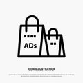 Advertising, Bag, Purse, Shopping Ad, Shopping Line Icon Vector