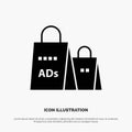 Advertising, Bag, Purse, Shopping Ad, Shopping solid Glyph Icon vector