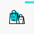 Advertising, Bag, Purse, Shopping Ad, Shopping turquoise highlight circle point Vector icon