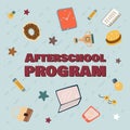 Advertising banner afterschool program cartoon. Royalty Free Stock Photo