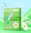 Promotion Banner with Chamomile Tampon Green Pack