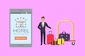 Hotel Banner with Smartphone and Doorman Vector