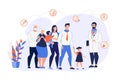 Advertising Banner Family Medicine Cartoon Flat.