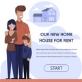 Advertising Banner with Happy Family Rented House Royalty Free Stock Photo