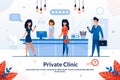 Advertising Banner Private Clinic Lettering Flat.