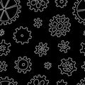 Advertising banner seamless pattern sketch gears.