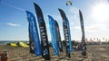 Advertising banners on the beach of Castelldefels