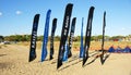 Advertising banners on the beach of Castelldefels