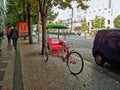 Advertising bicycle rickshaw in Wenceslas Square Royalty Free Stock Photo