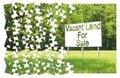 Advertising billboard immersed in a rural scene with Vacant Land for Sale written on it - concept image in jigsaw puzzle shape