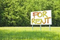 Advertising billboard informs that the land is free to be rented