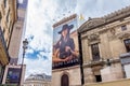 Advertising billboard for Ralph Lauren RL 888 handbag on the lateral facade of the Opera house, Paris, France Royalty Free Stock Photo