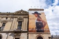 Advertising billboard for Ralph Lauren RL 888 handbags on the lateral facade of the Opera house, Paris, France Royalty Free Stock Photo