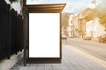 Advertising board on bus stop. Mockup for design Royalty Free Stock Photo