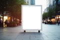 Advertising board or digital display on urban background. Blank white billboard, city street mockup Royalty Free Stock Photo