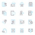 Advertising campaign linear icons set. Branding, Message, Strategy, Target, Audience, Promote, Campaign line vector and