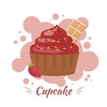 Cupcake With Cream, Chocolate And Berry Poster