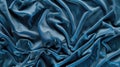 Advertising close-up shot of texture of blue tone perfect natural velvet fabric chaotically crumpled Royalty Free Stock Photo