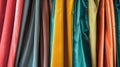 Advertising close-up shot of texture of colored, brown tone perfect natural velvet fabric with straight folds Royalty Free Stock Photo