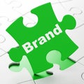 Advertising concept: Brand on puzzle background Royalty Free Stock Photo