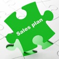 Advertising concept: Sales Plan on puzzle background