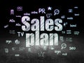 Advertising concept: Sales Plan in grunge dark