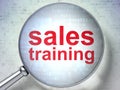 Advertising concept: Sales Training with optical glass