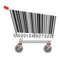 Barcode in the shape of a caddy to symbolize consumption.