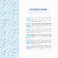 Advertising concept with thin line icons