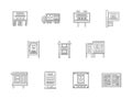 Advertising elements line flat icons set