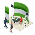 Advertising exhibition stands mockup 3D composition for a recruitment agency or tour agencies. Vector isometric