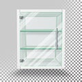 Advertising Glass Cabinet Vector. Empty Stand Isolated On Transparent Background. Advertising Glass Showcase For Exhibit And Produ Royalty Free Stock Photo