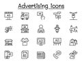 Advertising icon set in thin line style vector illustration graphic design Royalty Free Stock Photo