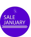 ADVERTISING ICON FOR YOUR PRODUCT SALE JANUARY WITH MONEY ICON Royalty Free Stock Photo