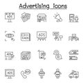 Advertising icons set in thin line style Royalty Free Stock Photo
