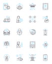 Advertising and marketing linear icons set. Branding, Promotion, Sales, Campaign, Analytics, Strategy, Targeting line