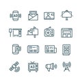 Advertising, media advertise, advertisement internet channels vector icons