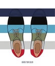 Advertising men shoes different colors. Business style in clothes. Vector