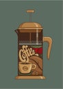 advertising poster french press coffee shop nostalgia