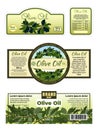 Advertising poster olive oil label, sticker ads virgin butter foodstuff, oliva tablet flat vector illustration, isolated