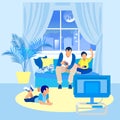 Advertising Poster Part Family Relaxing Together