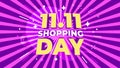 11.11 advertising sale banner template. Global shopping world sales day poster on purple background
