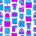 Advertising seamless pattern with thin line icons