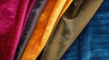 Advertising shot of texture of colored, brown tone perfect natural velvet fabric with folds and irregularities, close-up Royalty Free Stock Photo