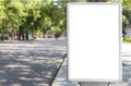 Advertising space under the poster. Lightposter citylight mockup small billboard in the city near the roadway. white space for