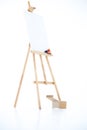 Advertising stand or flip chart or blank artist easel isolated on white Royalty Free Stock Photo