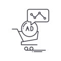 Advertising statistics icon, linear isolated illustration, thin line vector, web design sign, outline concept symbol Royalty Free Stock Photo